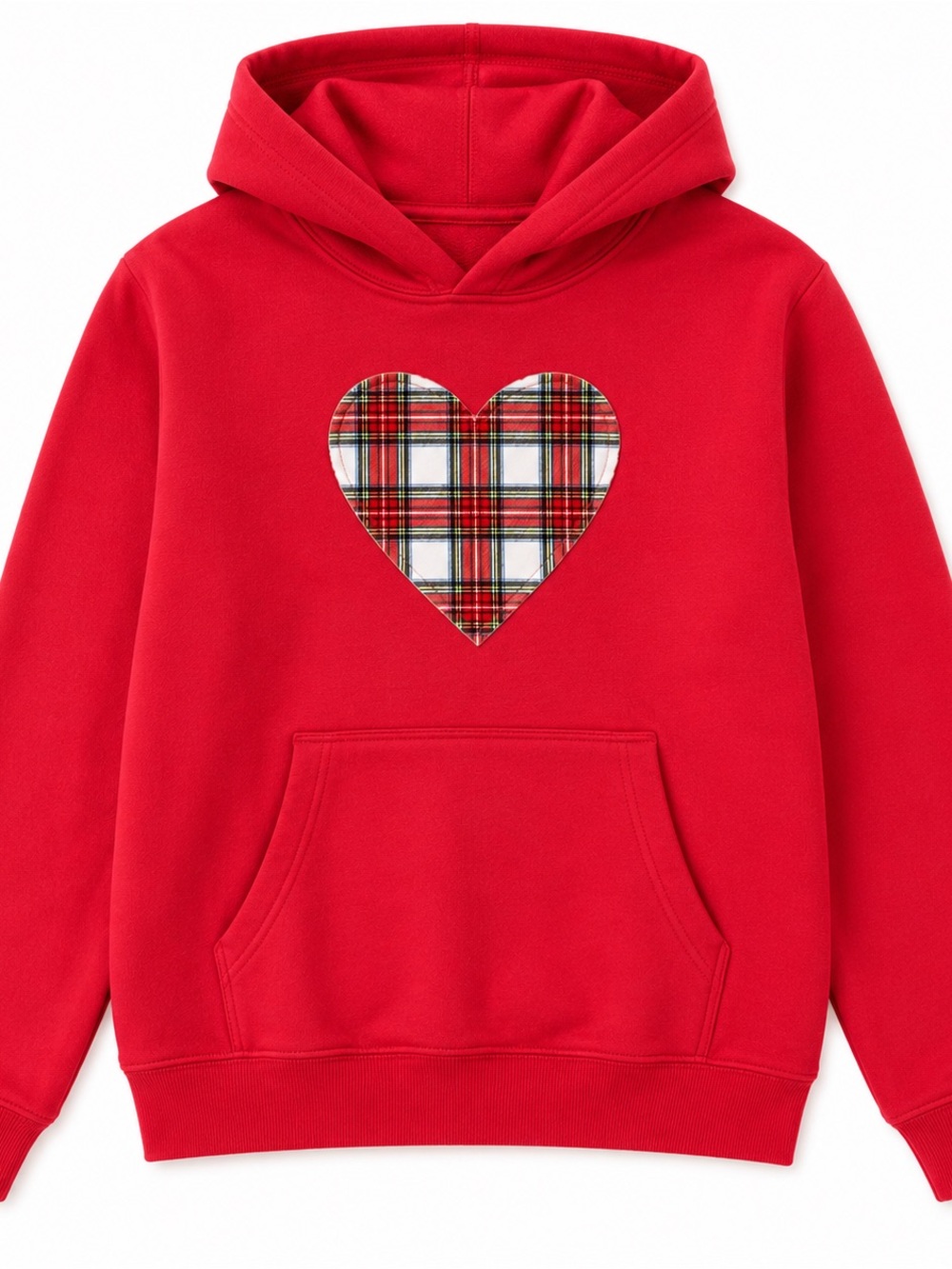 Source Unknown Red Hoodie with Plaid Heart Patch